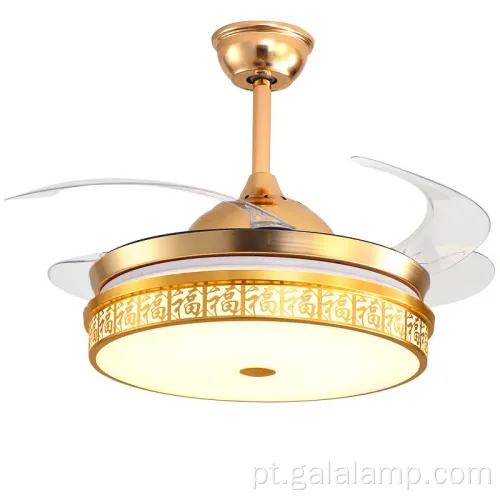 Ventilador de lâmina retrátil com iluminação remota e LED